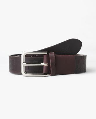 Basket-Weave Pattern Single-Tongue Buckle Belt