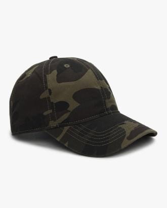 Camo Print Baseball Cap with Stitch Accent