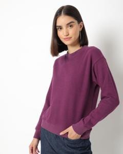 Crew-Neck Pullover with Ribbed Hems