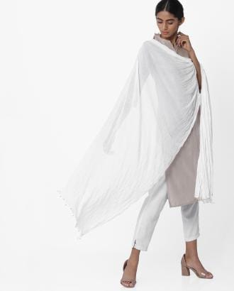 Crushed Dupatta with Beaded Hems