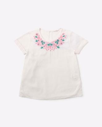 Embroidered Round-Neck Top