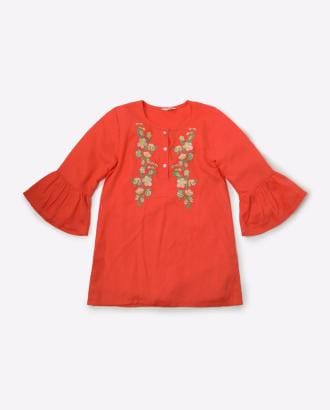 Floral Embroidered Tunic with Flounce Sleeves