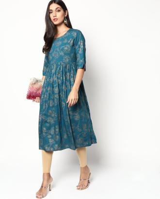 Floral Print Flared Kurta