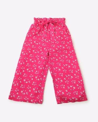 Floral Print Paperbag-Waist Culottes