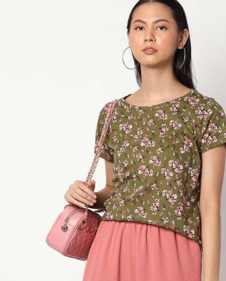 Floral Print Round-Neck Top