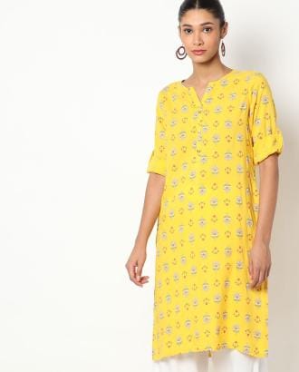 Floral Print Straight Kurta