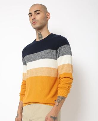 Gradation Tonal Striped Crew-Neck Pullover