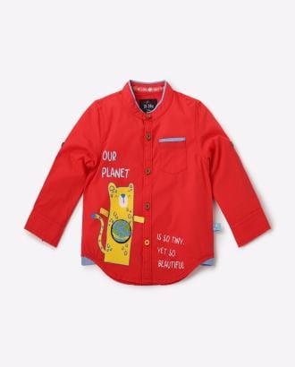 Graphic Print Shirt with Patch Pocket