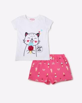 Graphic Print T-shirt with Shorts