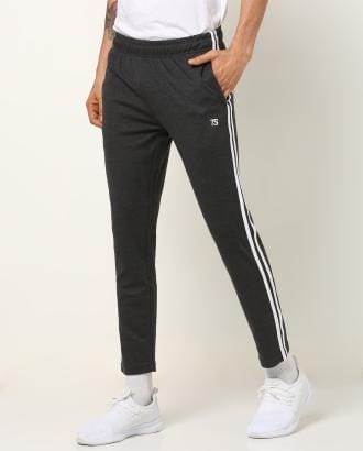 Heathered Track Pants with Contrast Taping