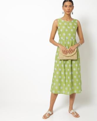 Leaf Print A-line Dress