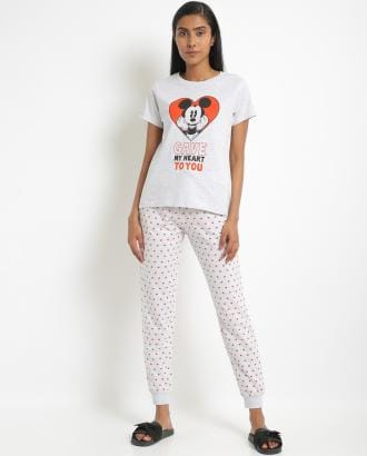 Mickey Mouse Print T-shirt & Pyjama Set