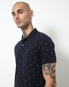 Micro Print Slim Fit Polo T-shirt