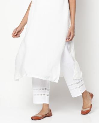 Mid-Rise Pants with Semi-Elasticated Waist
