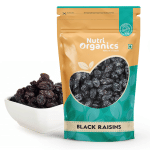 Nutri Organics Dry Fruits Premium Black Raisins/Kismis with Seeds 500 g
