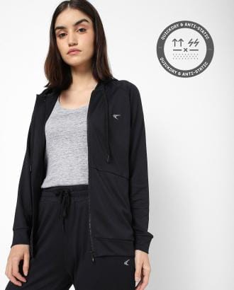Panelled Zip-Front Hoodie