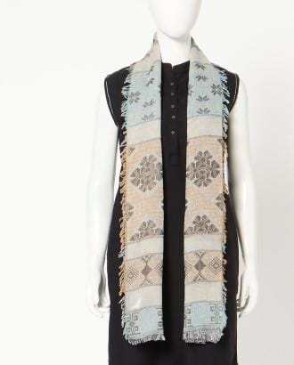 Pattern Woven Stole with Fringes