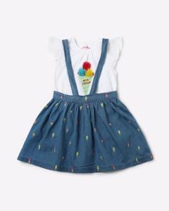 Pinafore Dress with Printed T-shirt