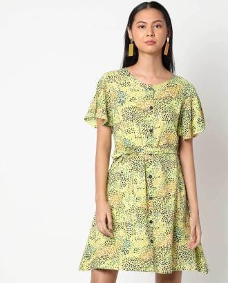 Printed A-line Dress