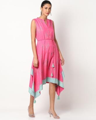 Printed Asymmetric A-line Dress