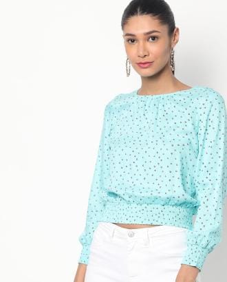 Printed Round-Neck Top