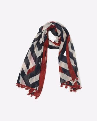 Printed Scarf with Fringed Edges