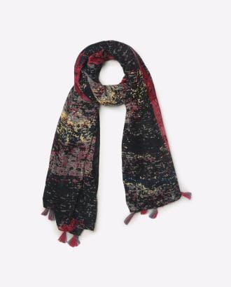 Printed Scarf with Tasselled Edges