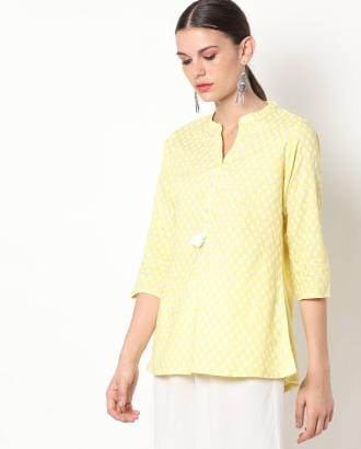 Printed Tunic with Tassel Accent