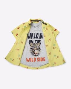 Printed Twofer Shirt with Button Closure