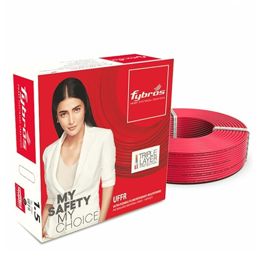 Fybros Copper 1.5 Sq Mm Red wire 90 meter
