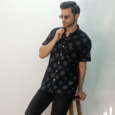 Printed Sanganeri half sleeve shirt