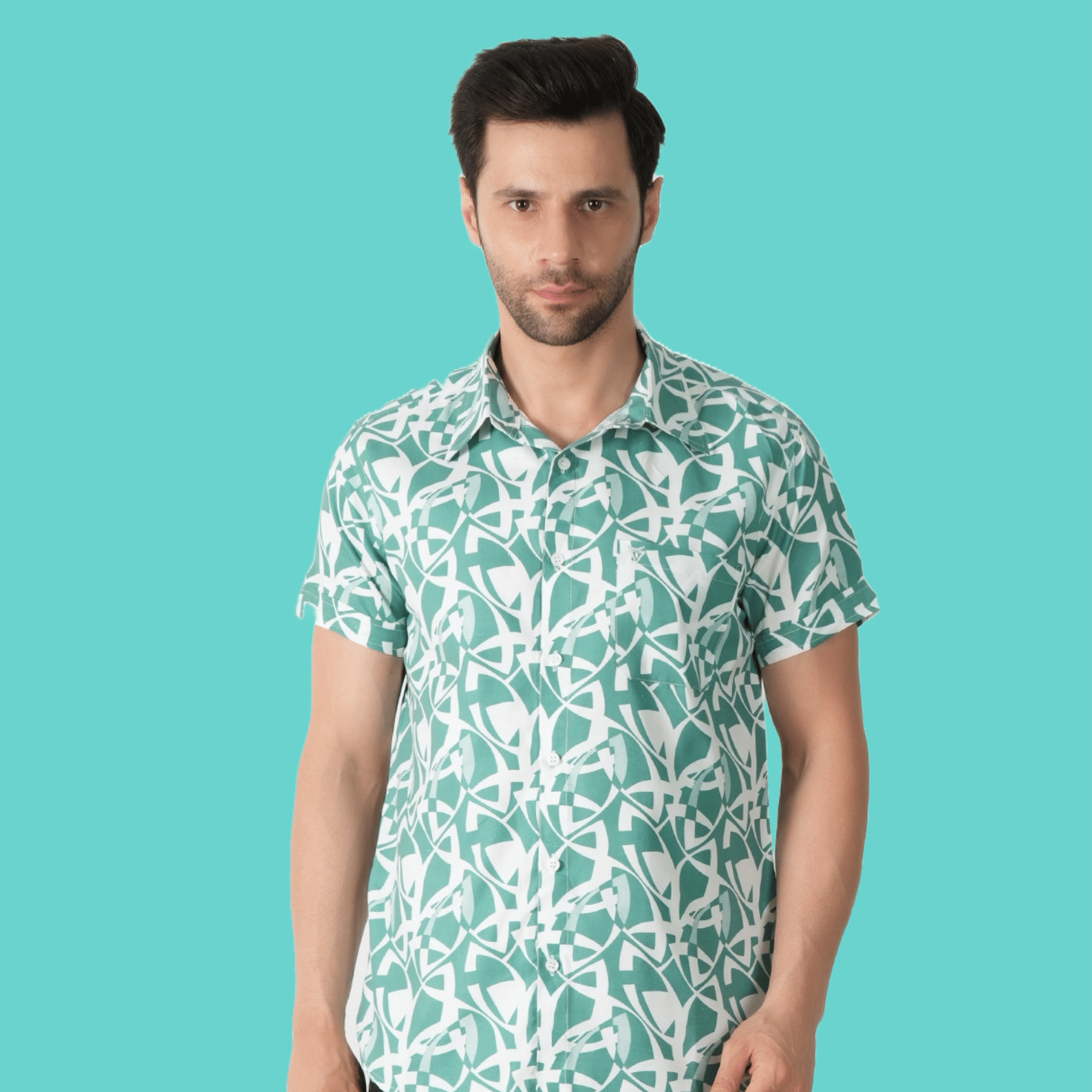 Printed Modern Half Sleeves Green