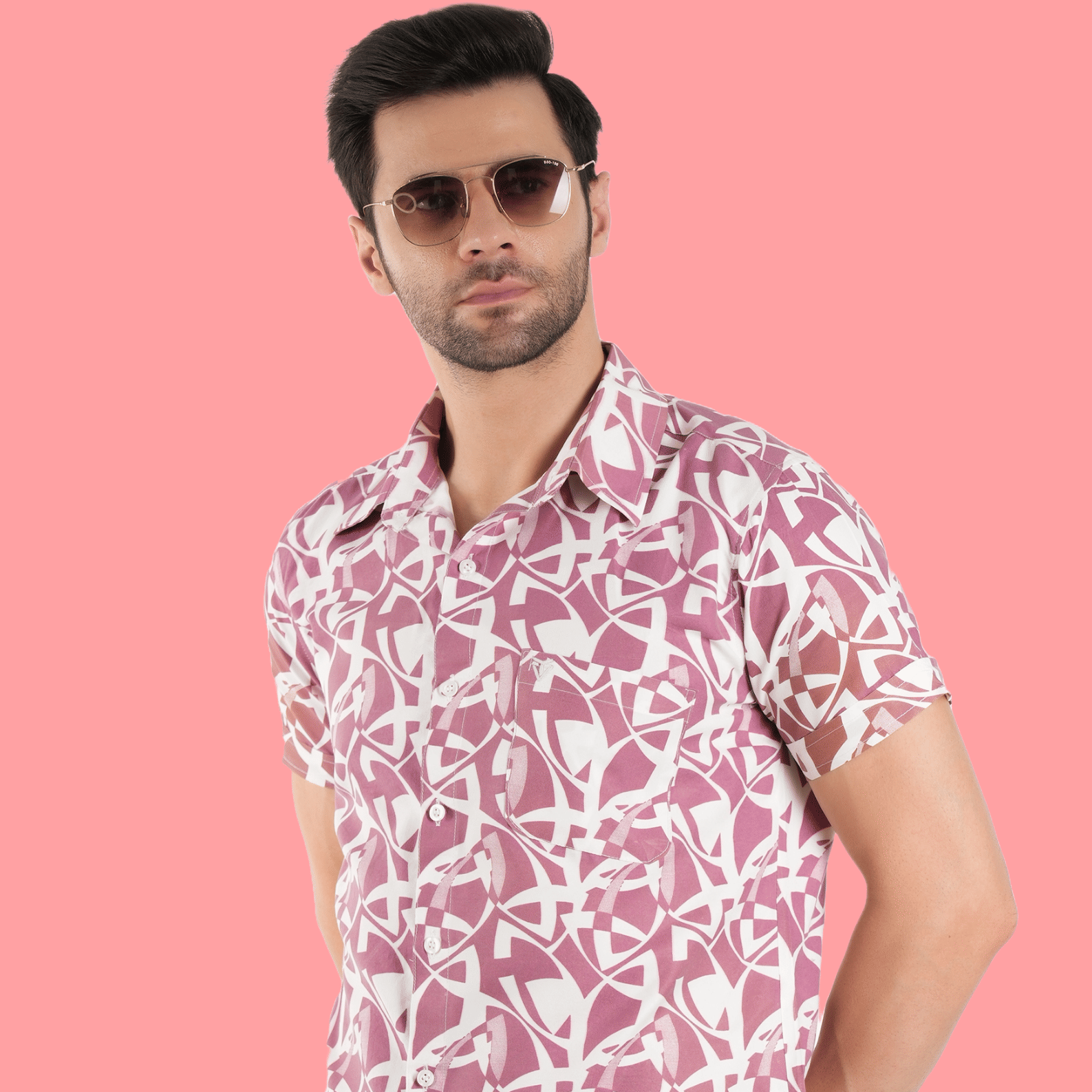 Printed Modern Half Sleeves Pink
