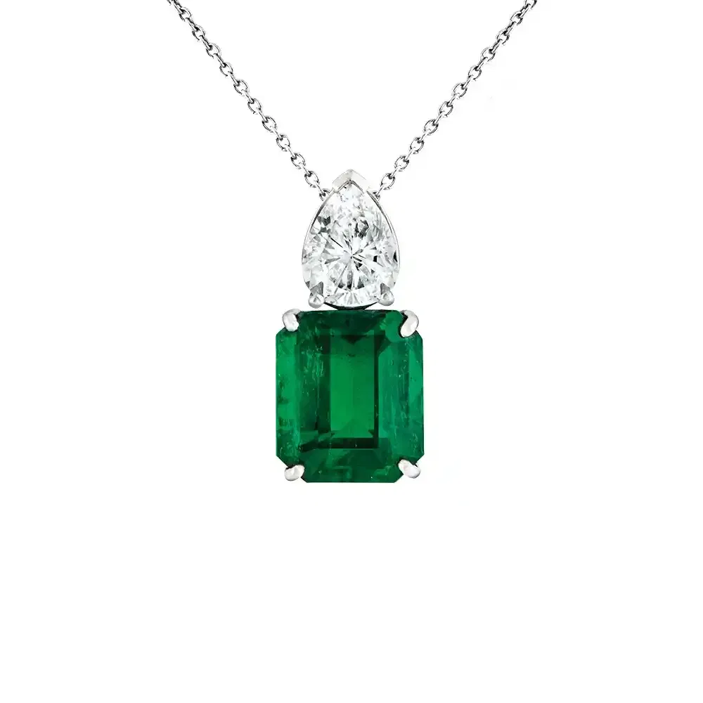 Diamond Pendant with Emerald