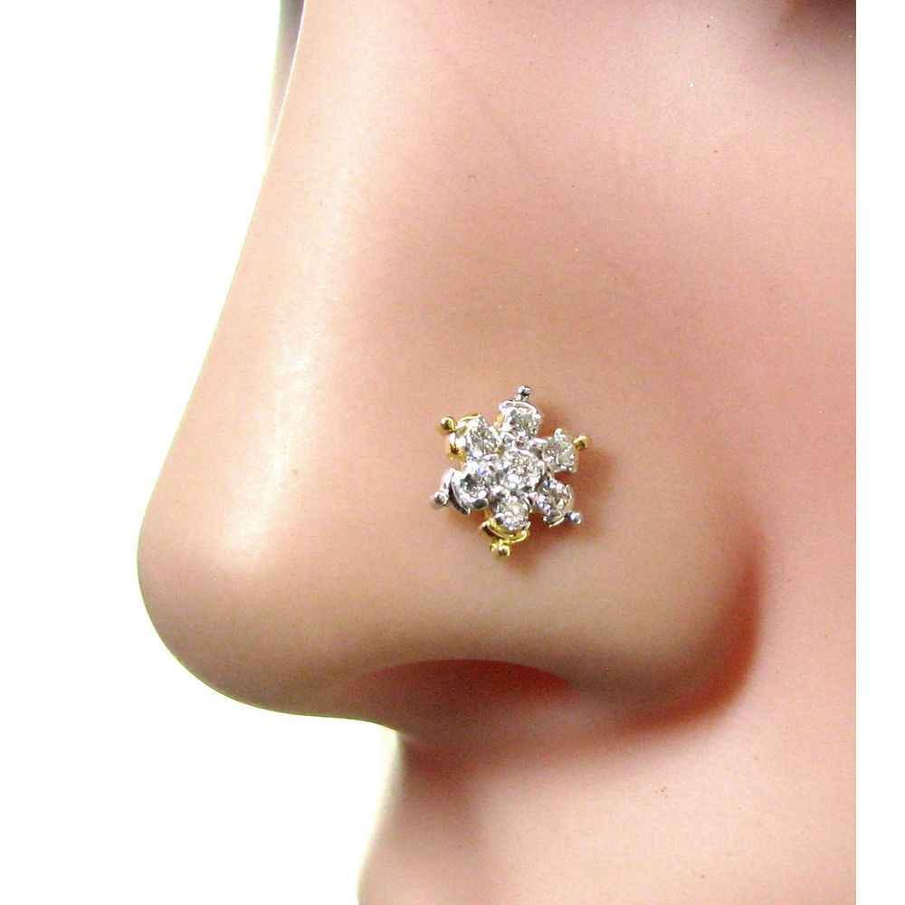 Gold Nose Pin with Diamonds