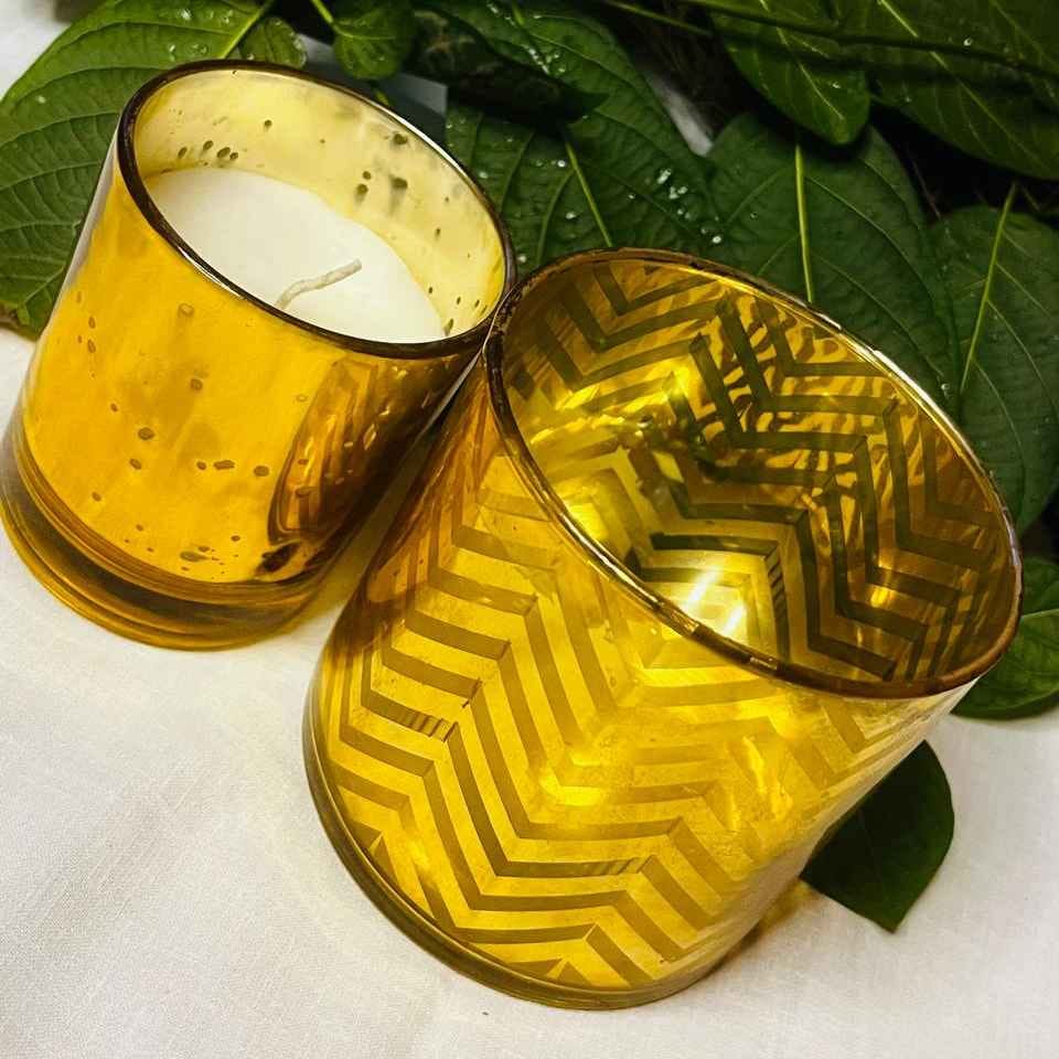 Candle + Glass Pen Holder