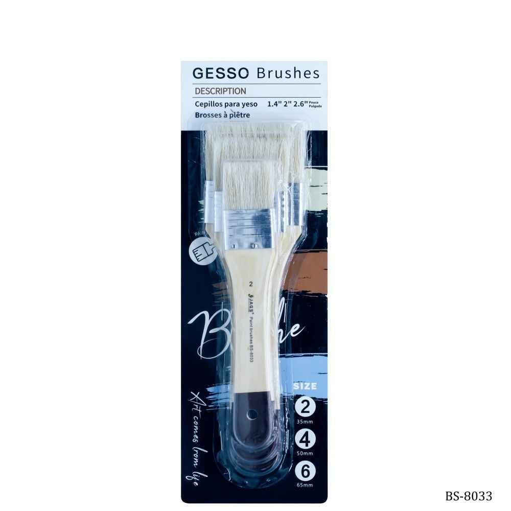 Gesso Paint Brush 3 Pieces Set Hog Hair Brush Size 35/50/65 MM BS-8033
