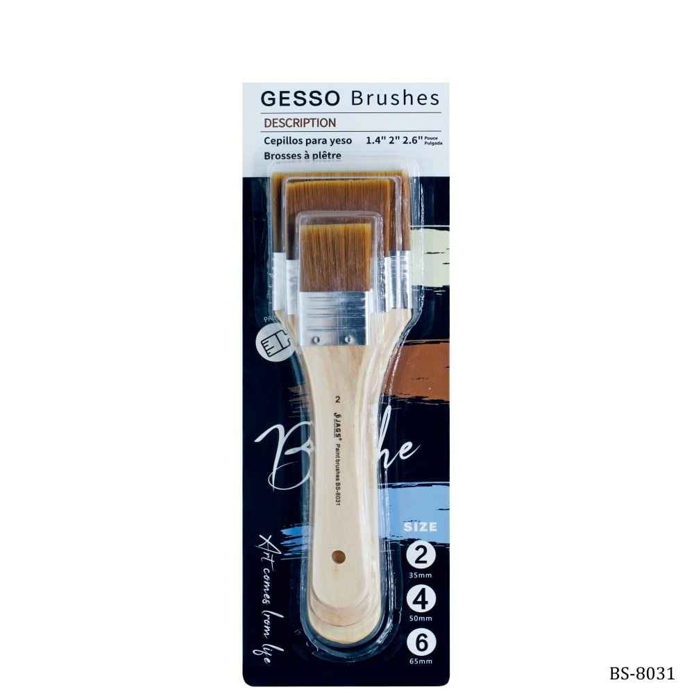 Gesso Paint Brush 3 Pieces Set synthetic Dark Hair Brush 35/50/65MM BS-8031