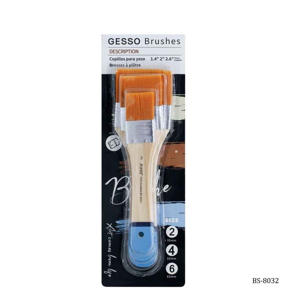 Gesso Paint Brush 3 Pieces Set synthetic Light Colour Hair Brush 35/50/65MM BS-8031