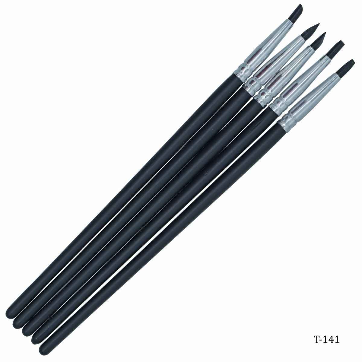 Painting Brush Silicone 5 Pieces Set Black Small T-141