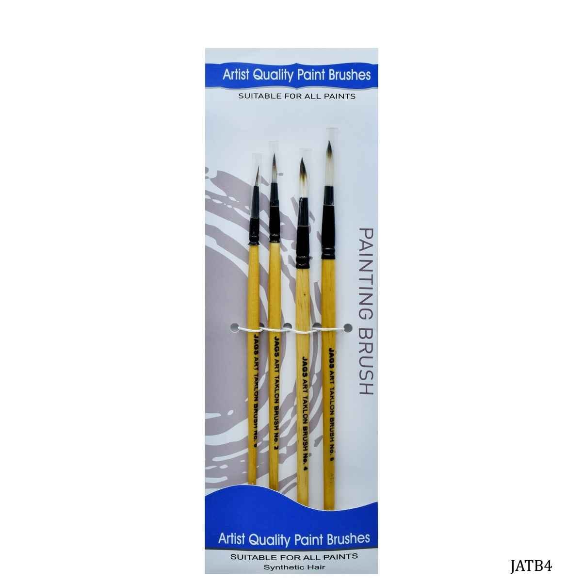 Artist Taklon Round Brush 4 Pcs Set Size 0/02/04/06 JATB4
