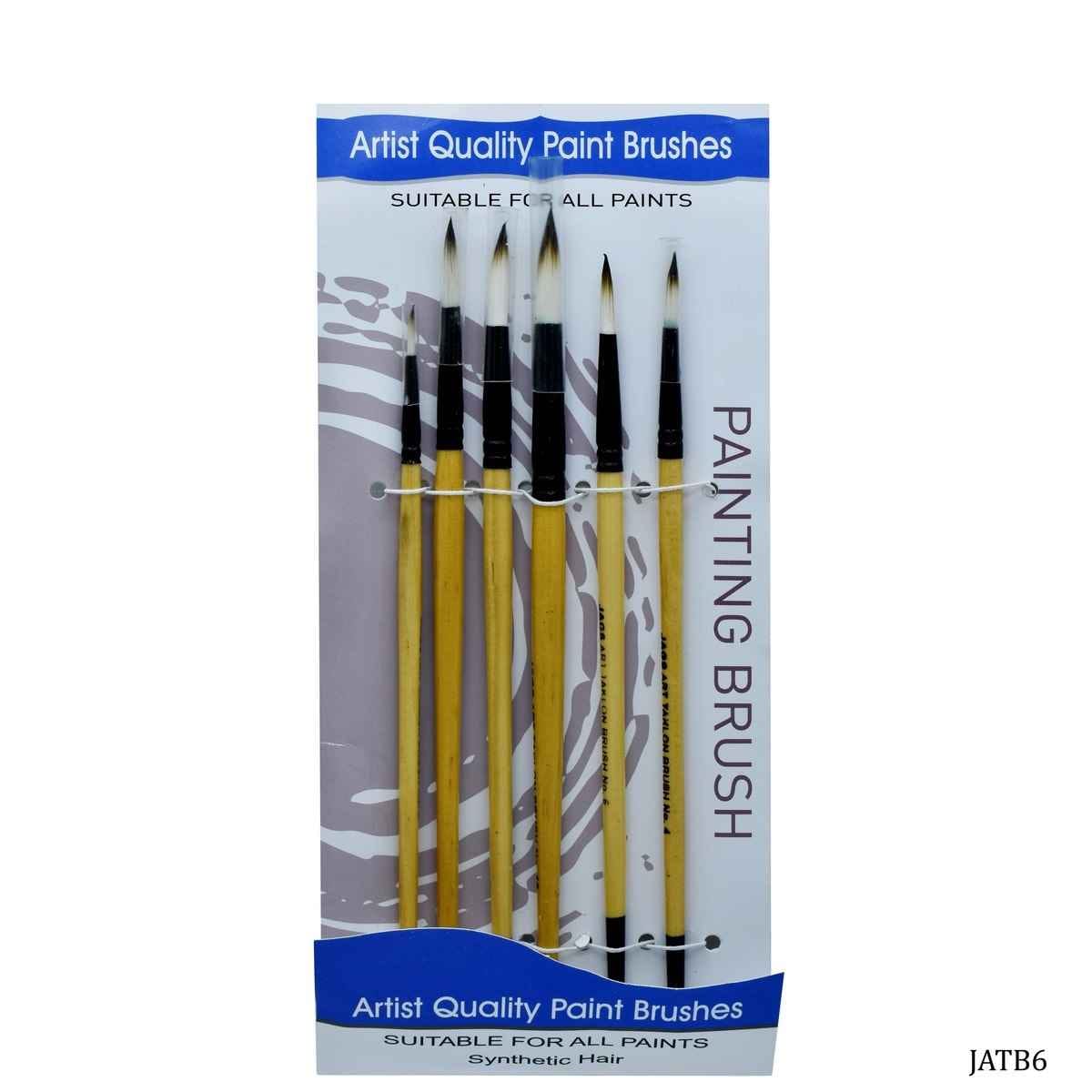 Artist Taklon Round Brush 6 Pcs Set Size 02/04/06/08/10/12 JATB4
