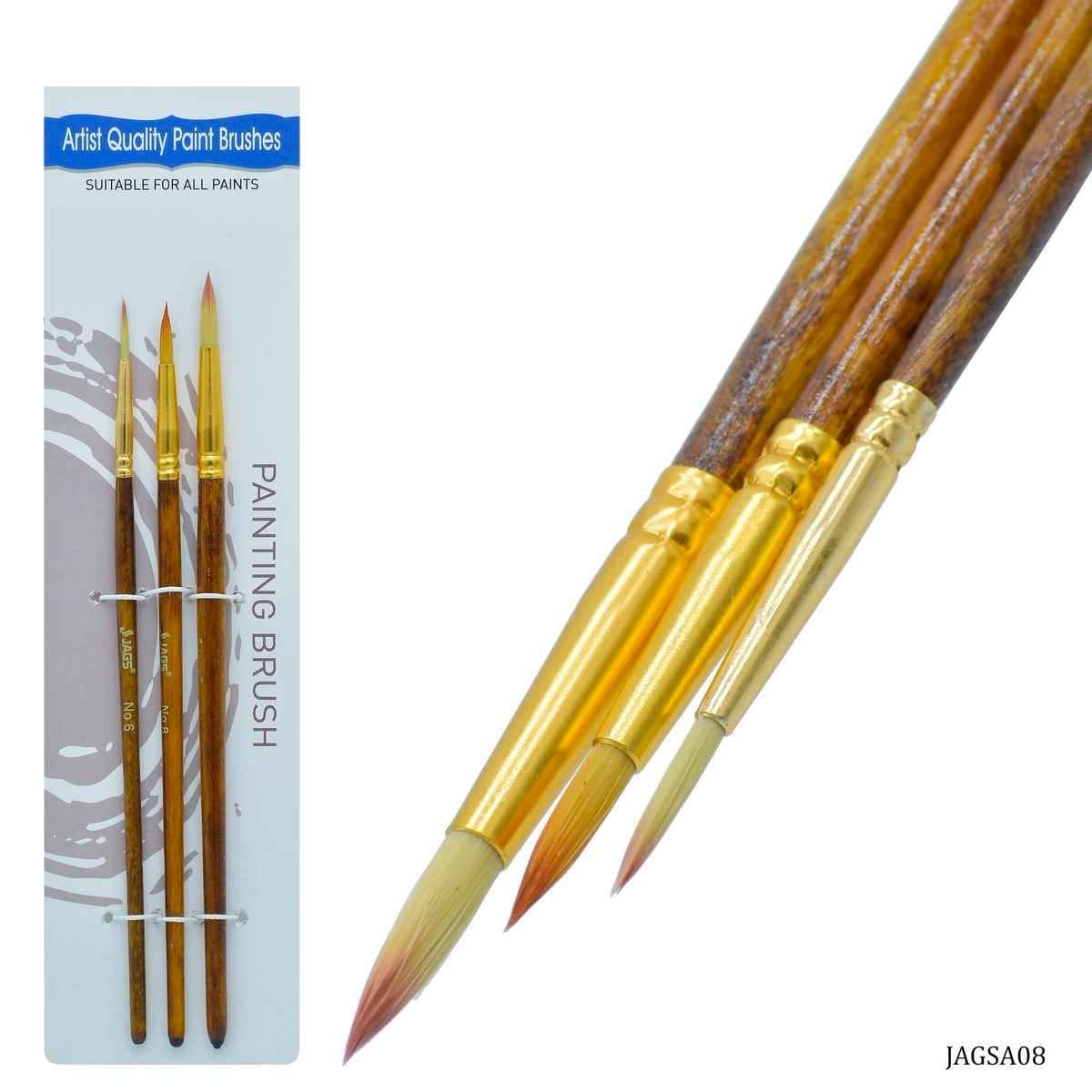 Painting Round Brush Size 6,8,10 Set Of 3 Pieces JAGSA08