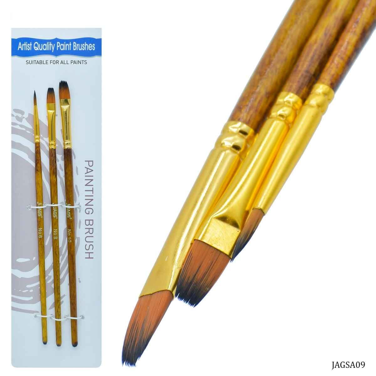 Painting Brush Set Of 3 Pieces One Round Brush Size: 6, Two Angular Brush Size: 8,10 JAGSA09