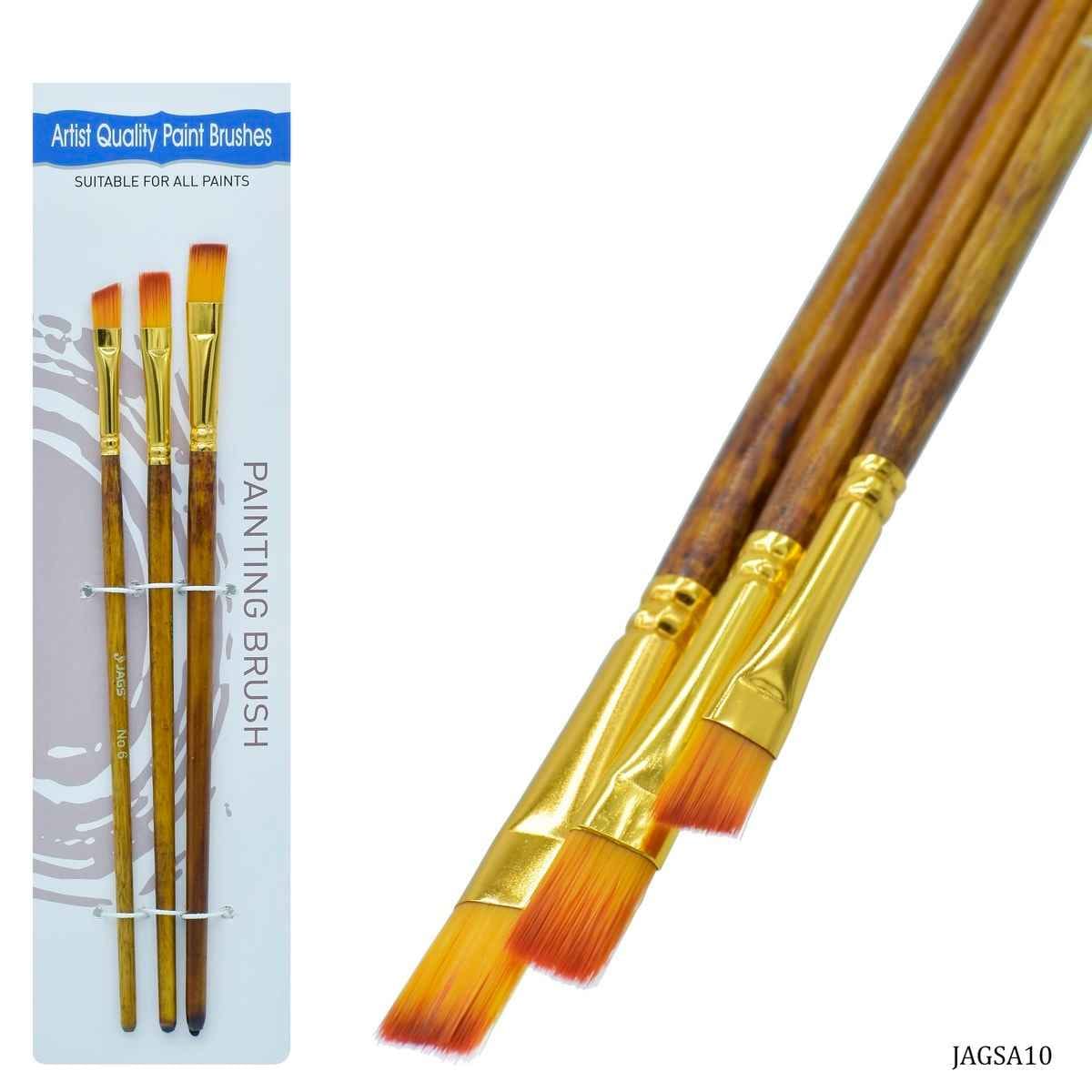 Painting Brush Set Of 3 Pieces, One Flat Brush Size: 10, Two Angular Brush Size: 6,8 JAGSA10