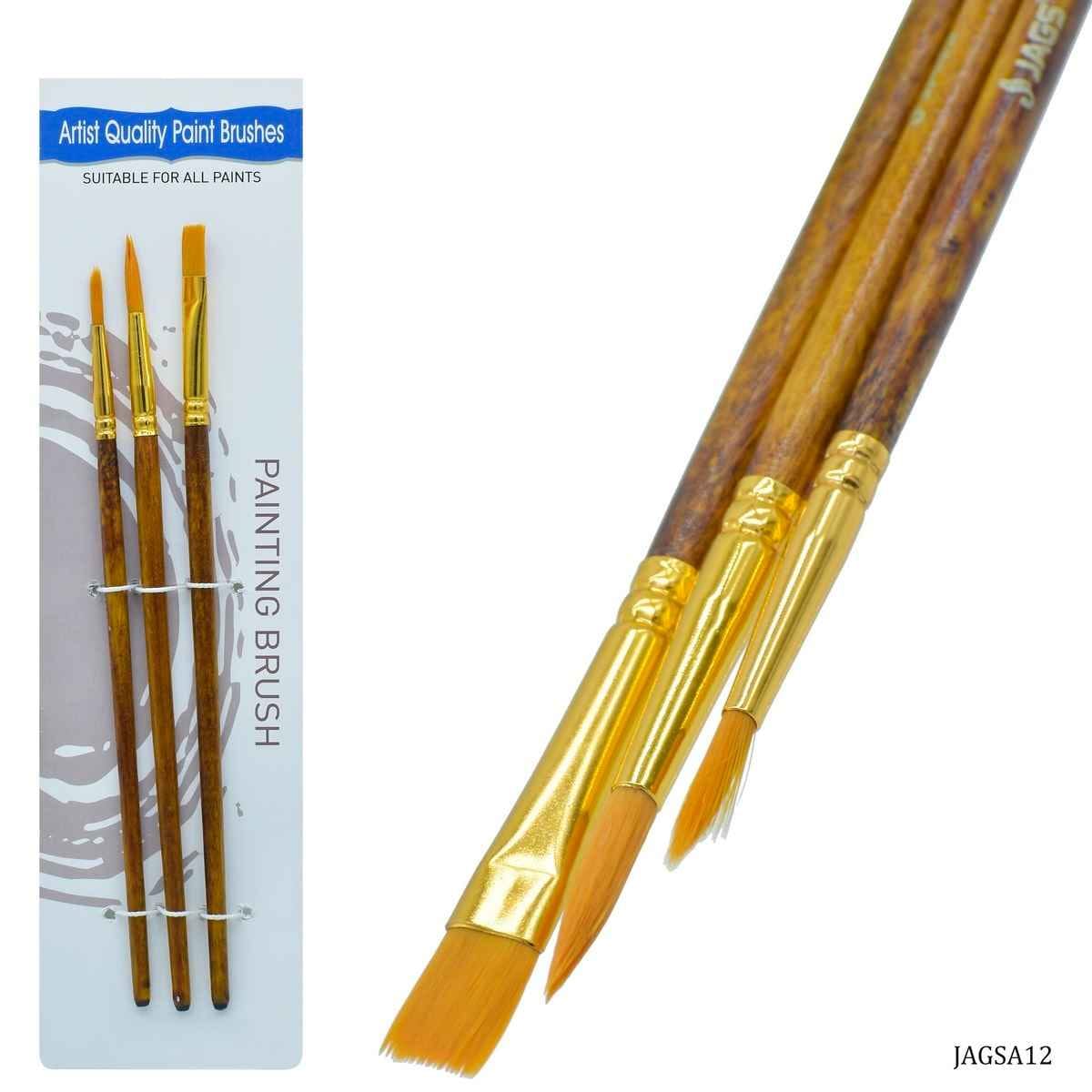 Painting Brush Set Of 3 Pieces Two Round Brush Size: 6, 8, One Flat Brush Size: 8. JAGSA12