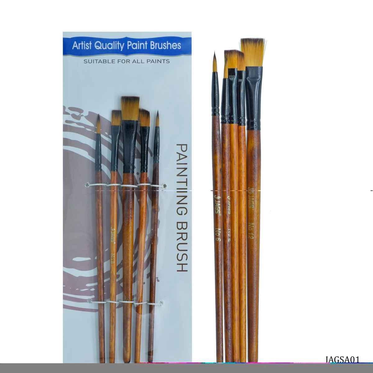 Painting Brush Set Of 5Pcs Two Round Brush Size: 6, 2. Two Flat Brush Size: 8,12. One Angular Brush Size: 10. JAGSA01