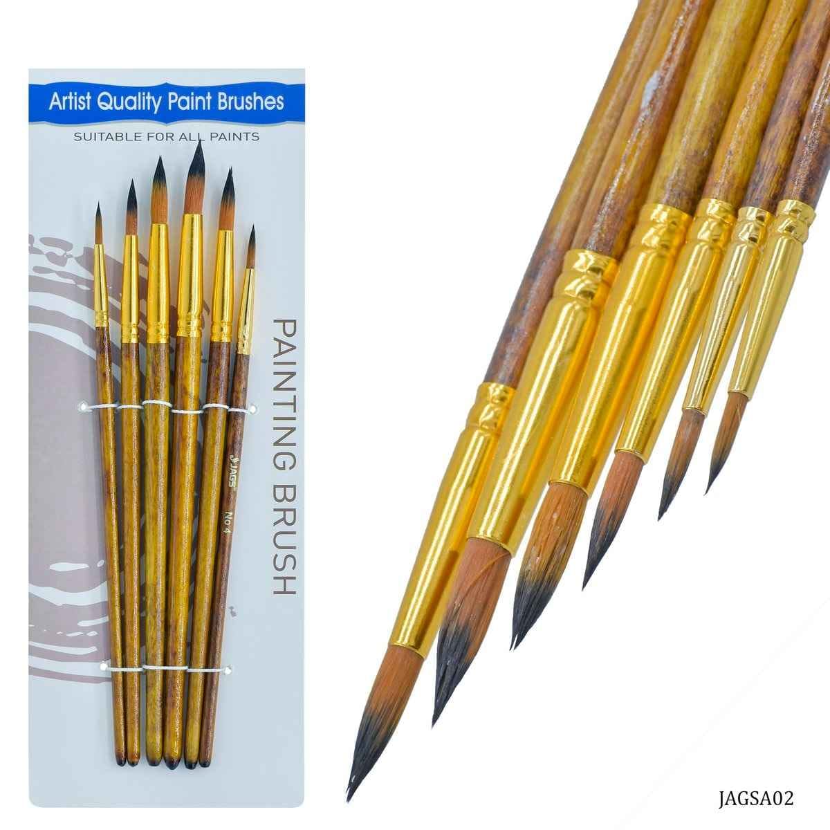 Painting Round Brush Set Of 6 Pcs Size: 2,4,6,8,10,12 JAGSA02