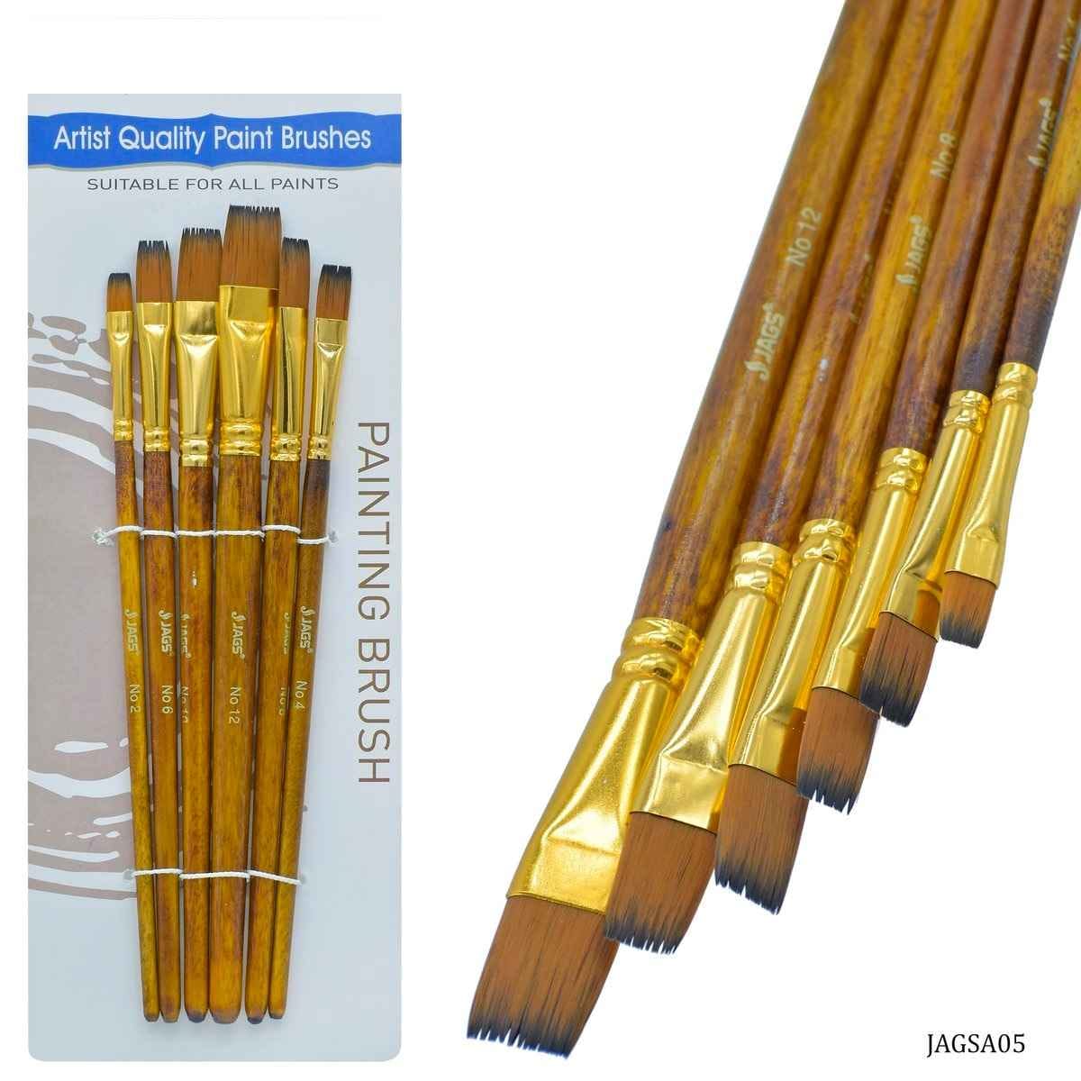 Painting Flat Brush Set Of 6 Pcs Size: 2,4,6,8,10,12 JAGSA05