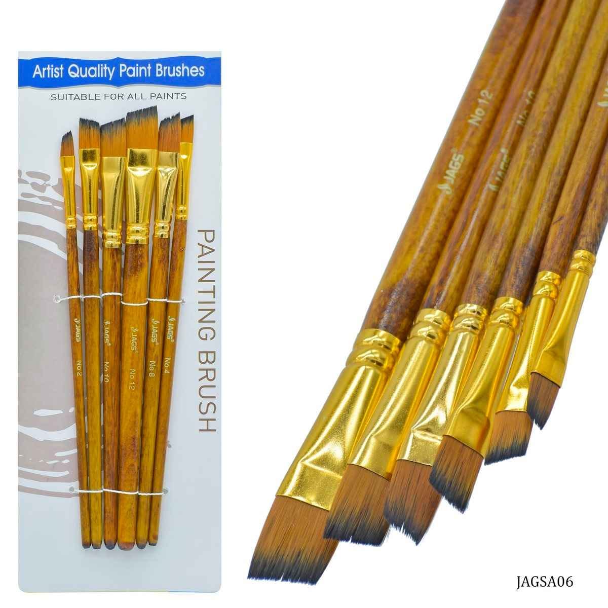 Painting Angular Brush Set Of 6 Pcs Size: 2,4,6,8,10,12 JAGSA06
